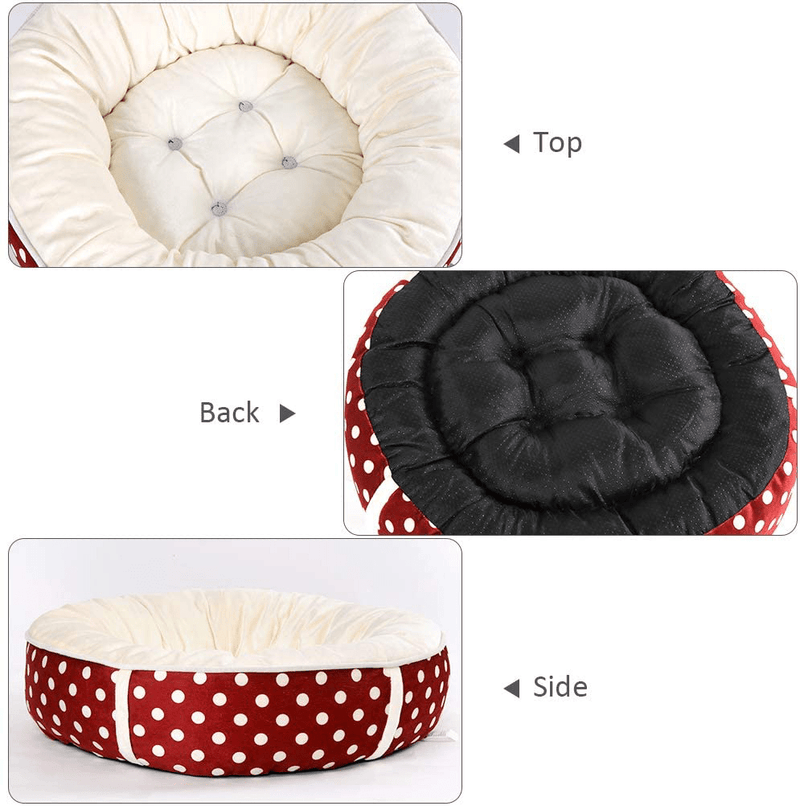 Calming Donut Cuddler Dog Bed Cat Bed - Reversible Pet Bed for Small or Medium Dogs and Cats,Comfortable Cushion Bed with Polka Dot,Non-Slip Bottom