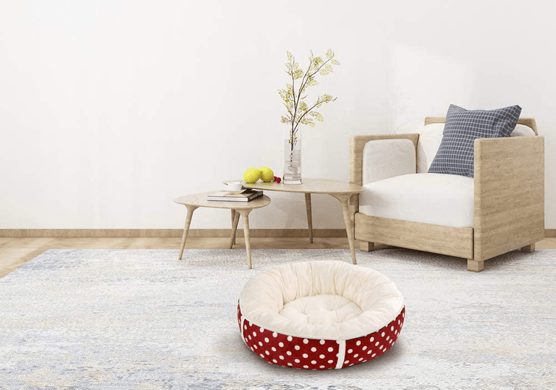 Calming Donut Cuddler Dog Bed Cat Bed - Reversible Pet Bed for Small or Medium Dogs and Cats,Comfortable Cushion Bed with Polka Dot,Non-Slip Bottom Animals & Pet Supplies > Pet Supplies > Dog Supplies > Dog Beds Lcybem   