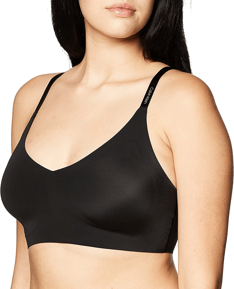 Calvin Klein Women's Invisibles Comfort Seamless Wirefree Lightly Lined Triangle Bralette Bra Apparel & Accessories > Clothing > Underwear & Socks > Bras Calvin Klein Black Large 