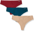 Calvin Klein Women's Invisibles Thong Multi-Pack Panty Apparel & Accessories > Clothing > Underwear & Socks > Underwear Calvin Klein Bare/Teal Diamond/Raspberry Jam 3 Large