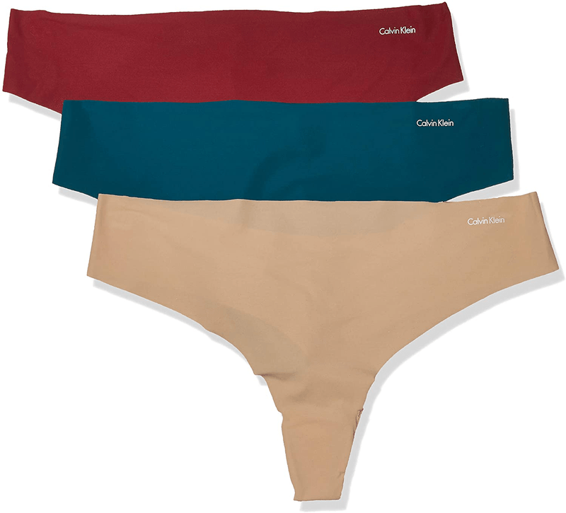 Calvin Klein Women's Invisibles Thong Multi-Pack Panty Apparel & Accessories > Clothing > Underwear & Socks > Underwear Calvin Klein Bare/Teal Diamond/ 3 X-Large
