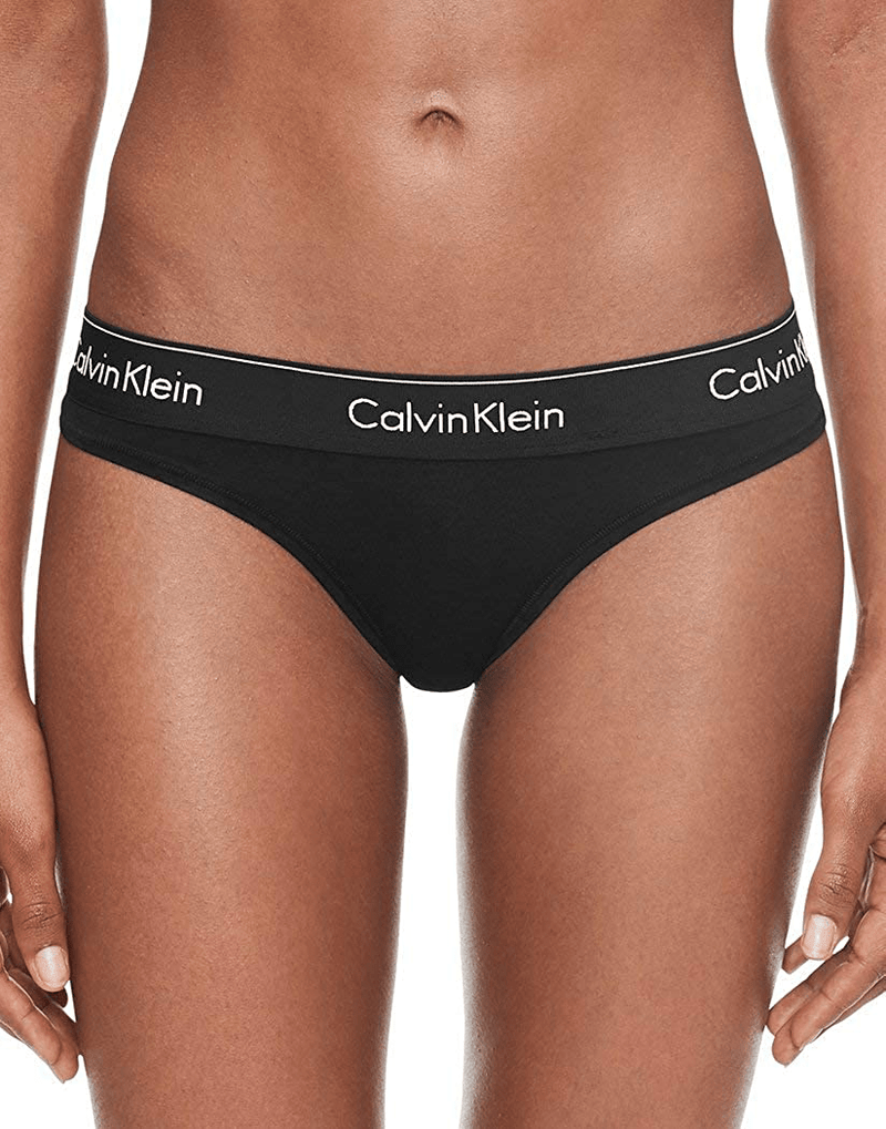 Calvin Klein Women's Modern Cotton Thong Panty Apparel & Accessories > Clothing > Underwear & Socks > Underwear Calvin Klein Black/Black Web X-Large 