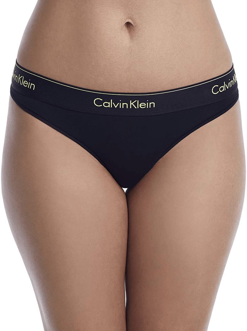 Calvin Klein Women's Modern Cotton Thong Panty Apparel & Accessories > Clothing > Underwear & Socks > Underwear Calvin Klein Black W/Black Direct Green Medium 