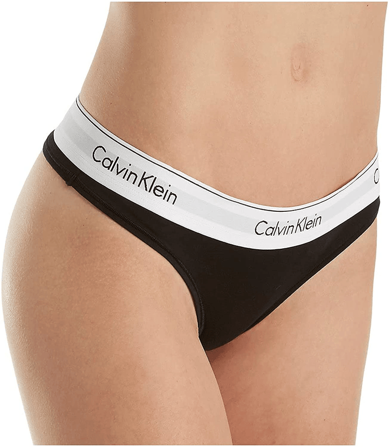 Calvin Klein Women's Modern Cotton Thong Panty  Calvin Klein Black Large 
