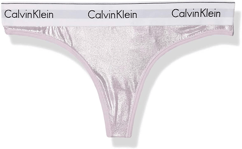 Calvin Klein Women's Modern Cotton Thong Panty  Calvin Klein Pink Wet Look Small 