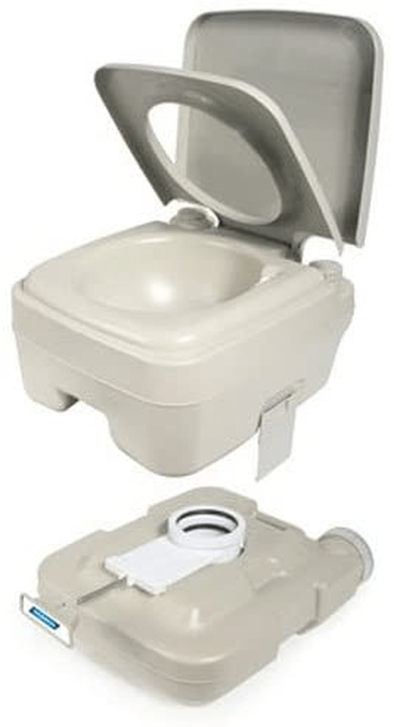 Camco 41541 Portable Travel Toilet-Designed for Camping, RV, Boating and Other Recreational Activities - 5.3 Gallon , White Sporting Goods > Outdoor Recreation > Camping & Hiking > Portable Toilets & Showers Camco 2.6 Gallon  