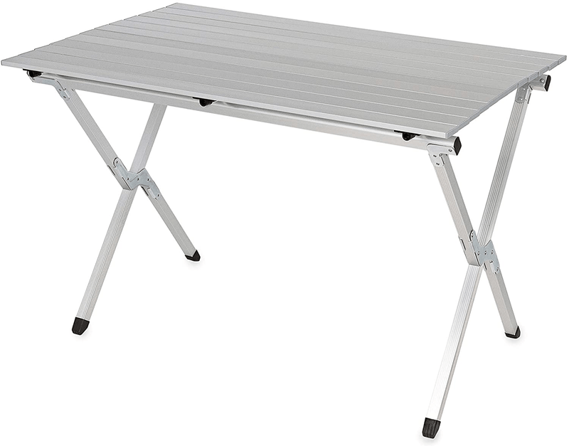 Camco Aluminum Roll-Up Table with Carrying Bag | Lightweight & Easy-To-Carry| Comfortably Sits 4-6 People | Ideal for Tailgating, Camping, the Beach, Parties & More (51892)