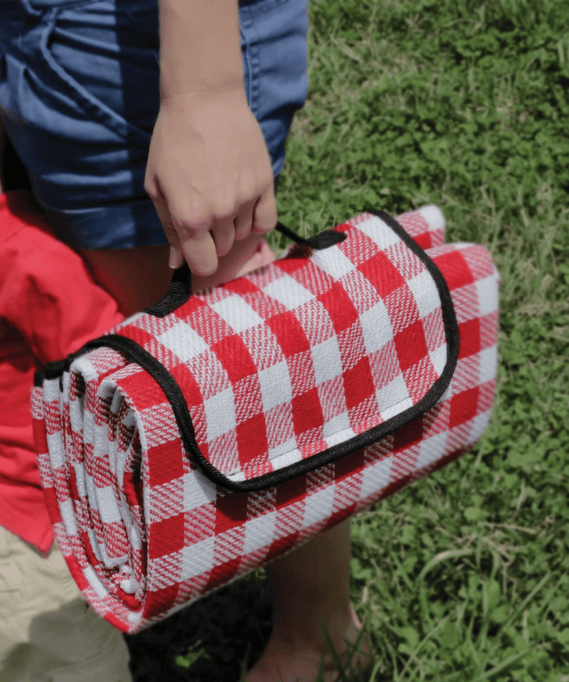 Camco Classic Red & White Checkered Picnic Blanket with Waterproof Backing - Includes Convenient Carry Strap|Comfortable and Durable Material|Measures 51" x 59" - (42803) Home & Garden > Lawn & Garden > Outdoor Living > Outdoor Blankets > Picnic Blankets Camco   
