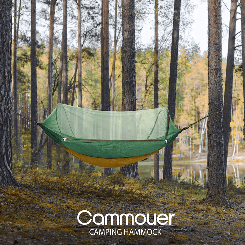 Cammouer Camping Hammock for Trees Portable Hammock with Net Parachute Fabric Travel Bed for Hiking Camping Home & Garden > Lawn & Garden > Outdoor Living > Hammocks cammouer   