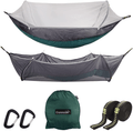 Cammouer Camping Hammock for Trees Portable Hammock with Net Parachute Fabric Travel Bed for Hiking Camping Home & Garden > Lawn & Garden > Outdoor Living > Hammocks cammouer Grey+green  