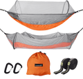 Cammouer Camping Hammock for Trees Portable Hammock with Net Parachute Fabric Travel Bed for Hiking Camping Home & Garden > Lawn & Garden > Outdoor Living > Hammocks cammouer Grey+orange  
