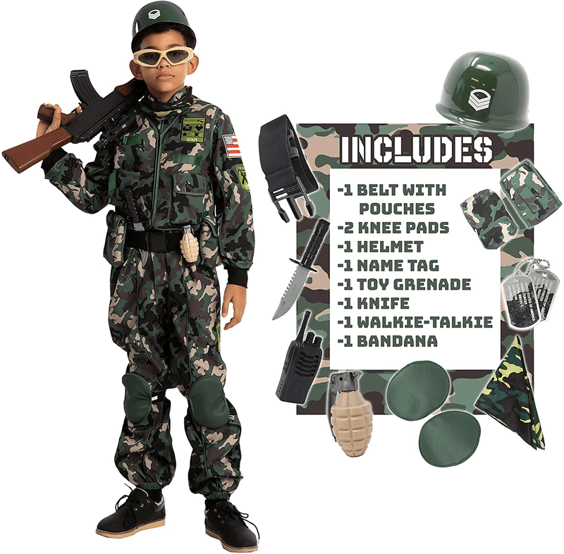 Camo Trooper Costume Outfit for kids, Halloween Dress Up, Role-Playing, and Carnival Cosplay Apparel & Accessories > Costumes & Accessories > Costumes Spooktacular Creations Medium (8-10 yr)  