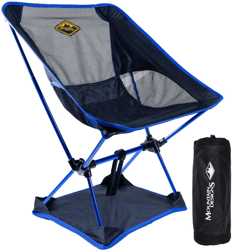 Camp Chair by Mountain Designs | Ultralight Camping Chair for Travellers | Durable Portable Chair Supports 270Lbs | Quick Setup Folding Chairs for Adults Is Ideal for Camping Accessories. Sporting Goods > Outdoor Recreation > Camping & Hiking > Camp Furniture MOUNTAIN DESIGNS PRO-ELITE   