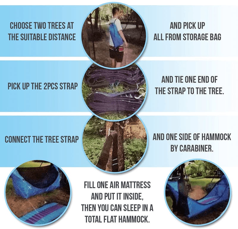 CAMPERIOR Portable Superior Flat Hammock Tent Kit-Mosquito Net, Waterproof Rain Fly, Complete Lightweight for Relaxing Ergonomically Camping, Backpacking Outdoor, Travel, Tactical Survival, Back Porch