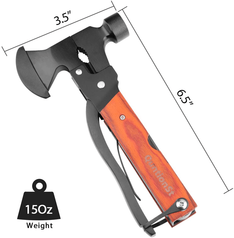 Camping Axe Multitool, Survival Gear Multi-Tool Hammer,Travelling Hiking Fishing Outdoor Tool with Gorgeous Wood Handle,Protable Survival Gear Kits for Camping, Emergency Escape Survival Tool Sporting Goods > Outdoor Recreation > Camping & Hiking > Camping Tools QuntionSt   