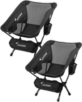 Camping Chairs, Sportneer Folding Backpacking Chair 2 Pack Height Adjustable Portable Ultralight Compact Small Camp Chair for Camping Outdoors Lawn Hiking Beach Travel Sport with Carry Bags (Black) Sporting Goods > Outdoor Recreation > Camping & Hiking > Camp Furniture Sportneer Black  