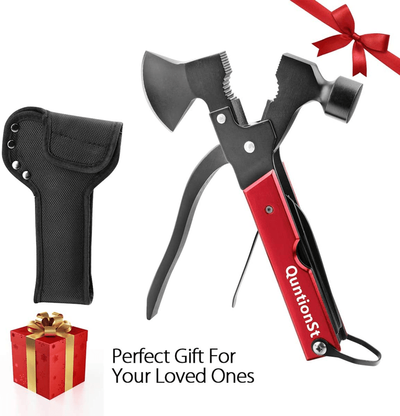 Camping Gear Multitool, Cool & Unique Birthday Gifts for Men Dad Husband Boyfriend, 16-In-1 Survival Gear for Outdoor Hunting Hiking, Emergency Escape Tool with Axe,Hammer,Plier,Knife,Bottle Opener Sporting Goods > Outdoor Recreation > Camping & Hiking > Camping Tools QuntionSt   