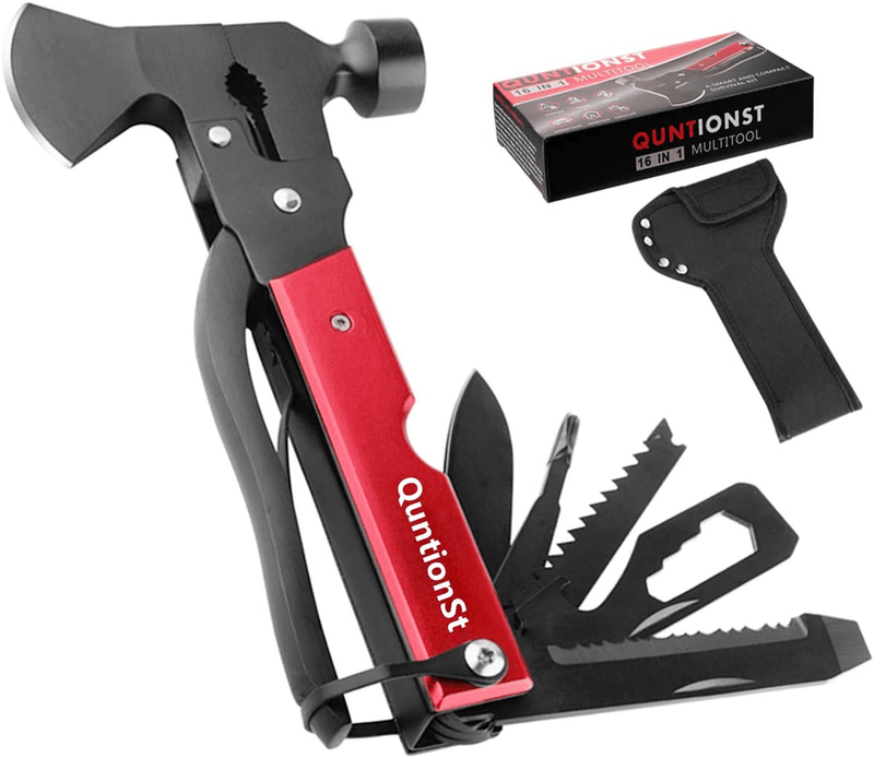 Camping Gear Multitool, Cool & Unique Birthday Gifts for Men Dad Husband Boyfriend, 16-In-1 Survival Gear for Outdoor Hunting Hiking, Emergency Escape Tool with Axe,Hammer,Plier,Knife,Bottle Opener Sporting Goods > Outdoor Recreation > Camping & Hiking > Camping Tools QuntionSt   