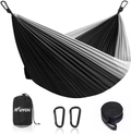 Camping Hammock Double & Single Outdoor Hammocks with 2 Tree Straps Portable Lightweight Nylon Parachute Hammocks for Travel Camping Backpacking Hiking Backyard (Black & Grey) Home & Garden > Lawn & Garden > Outdoor Living > Hammocks KUYOU Black & Grey  