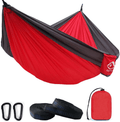 Camping Hammock Double with 2 Tree Straps Made of Portable Lightweight Nylon Parachute for Backpacking,Travel,Beach,Yard and Outdoor Survival (Green) Home & Garden > Lawn & Garden > Outdoor Living > Hammocks oaskys Red-grey  