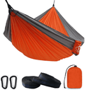 Camping Hammock Double with 2 Tree Straps Made of Portable Lightweight Nylon Parachute for Backpacking,Travel,Beach,Yard and Outdoor Survival (Green) Home & Garden > Lawn & Garden > Outdoor Living > Hammocks oaskys Orange-grey  
