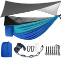 Camping Hammock - Hammocks with Mosquito Net Tent and Rain Fly Tarp, Portable Single & Double Nylon Parachute Hammock with Heavy Duty Tree Strap, Indoor Outdoor Backpacking Survival Travel Home & Garden > Lawn & Garden > Outdoor Living > Hammocks gymolo Light Blue  