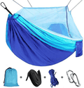 Camping Hammock, Outdoor Hammock Travel Bed Lightweight Parachute Fabric Double Hammock for Indoor, Camping, Hiking, Backpacking, Backyard 110"(L) x 59"(W) (Blue/Sky Blue) Home & Garden > Lawn & Garden > Outdoor Living > Hammocks ERUW Blue/Sky Blue  