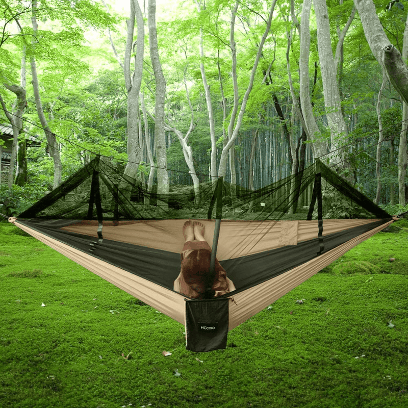 Camping Hammock with Mosquito Net - 2 Person Portable Nylon Hammock Tent for Indoor Backpacking Hiking Travel, with 10 Ft Tree Straps and 2 Carabiners Gear (Green) Home & Garden > Lawn & Garden > Outdoor Living > Hammocks HCcolo   