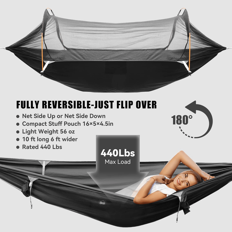 Camping Hammock with Mosquito Net and Rainfly Cover,Camping Hammock,Lightweight Portable Hammock,Waterproof Camping Hammock for Outdoor Backpacking Hiking Travel Sporting Goods > Outdoor Recreation > Camping & Hiking > Mosquito Nets & Insect Screens CSZ   