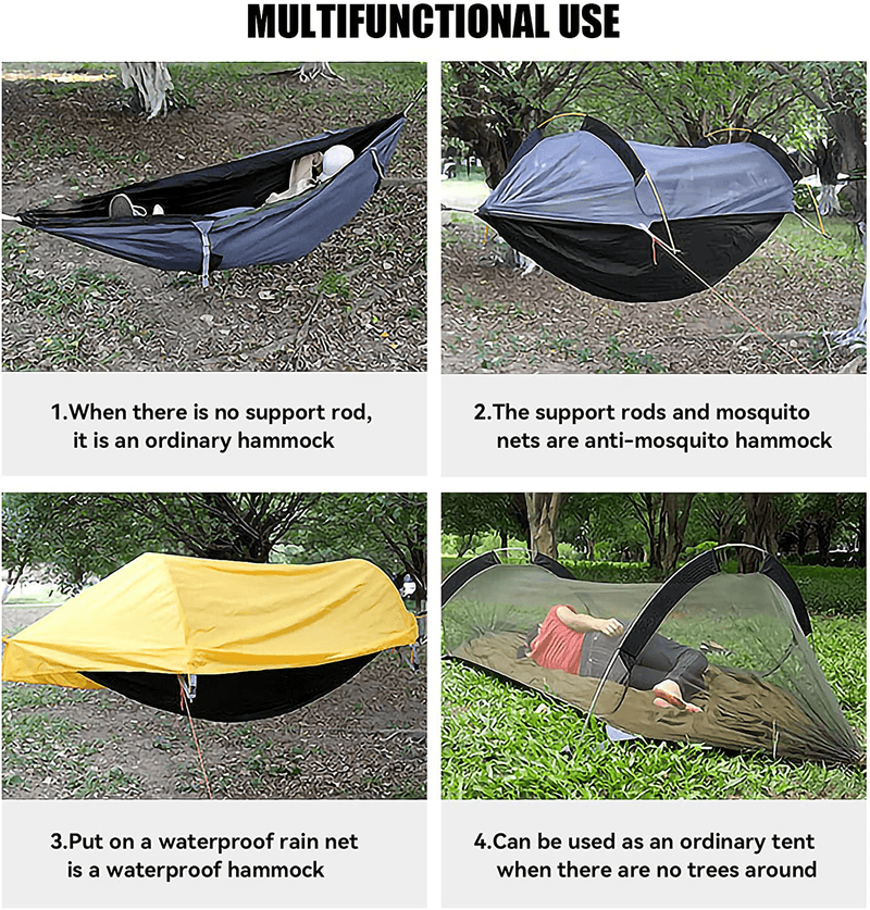 Camping Hammock with Mosquito Net and Rainfly Cover,Camping Hammock,Lightweight Portable Hammock,Waterproof Camping Hammock for Outdoor Backpacking Hiking Travel Sporting Goods > Outdoor Recreation > Camping & Hiking > Mosquito Nets & Insect Screens CSZ   