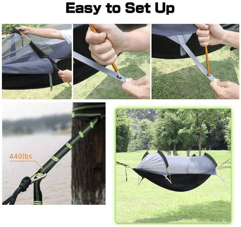 Camping Hammock with Mosquito Net and Rainfly Cover, Lightweight Portable Hammock for Outdoor Backpacking Hiking Travel Home & Garden > Lawn & Garden > Outdoor Living > Hammocks BriSunshine   