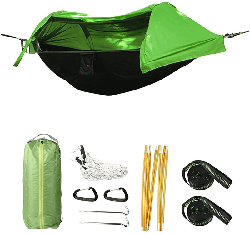 Camping Hammock with Mosquito Net and Rainfly Cover, Lightweight Portable Hammock for Outdoor Backpacking Hiking Travel Home & Garden > Lawn & Garden > Outdoor Living > Hammocks BriSunshine Green  