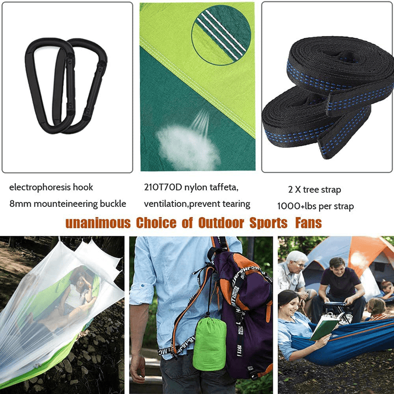 Camping Hammock with Mosquito Net - Portable Travel Hammock Bug Net - Camping Equipment - Hammock Tent for Outdoor Hiking Campin Backpacking Travel (Orange + Black) Sporting Goods > Outdoor Recreation > Camping & Hiking > Mosquito Nets & Insect Screens AEETT   