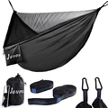 Camping Hammock with Rainfly Tarp, Hammocks Tents Mosquito Net for Camping, Single & Double Portable Nylon Backpacking Hammock Bundle Kit for Outdoor, Indoor, Beach, Backyard, Patio, Hold up to 772Lbs Sporting Goods > Outdoor Recreation > Camping & Hiking > Mosquito Nets & Insect Screens Jevou Black Camping Hammock  