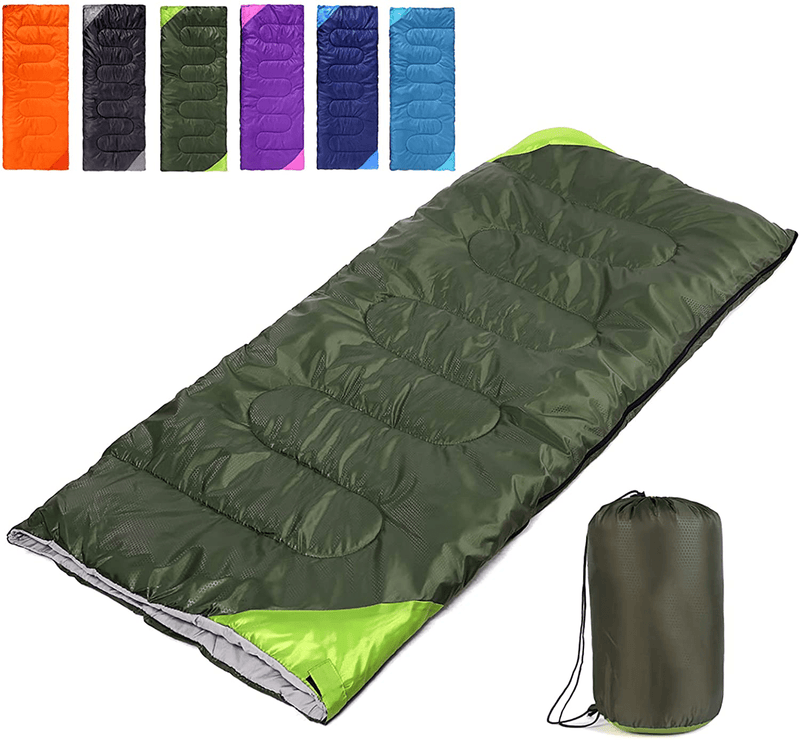 Camping Sleeping Bag for Adults Boys and Girls,Cold and Warm Weather-Summer, Spring, Fall, Lightweight, Waterproof Compact Bag for Camping Gear Equipment, Traveling, and Outdoors Sporting Goods > Outdoor Recreation > Camping & Hiking > Sleeping Bags Uniqwamer Green  