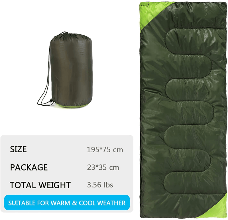 Camping Sleeping Bag for Adults Boys and Girls,Cold and Warm Weather-Summer, Spring, Fall, Lightweight, Waterproof Compact Bag for Camping Gear Equipment, Traveling, and Outdoors