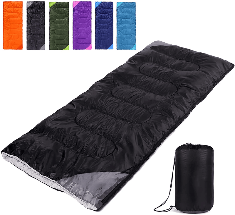 Camping Sleeping Bag for Adults Boys and Girls,Cold and Warm Weather-Summer, Spring, Fall, Lightweight, Waterproof Compact Bag for Camping Gear Equipment, Traveling, and Outdoors Sporting Goods > Outdoor Recreation > Camping & Hiking > Sleeping Bags Uniqwamer Black  