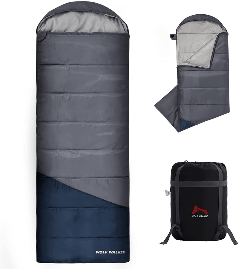 Camping Sleeping Bag Lightweight Waterproof for Adults Kids Summer Spring Fall Warm & Cool Weather Camping Gear Equipment Traveling Outdoors Hiking Backpacking Sleeping Bag Sporting Goods > Outdoor Recreation > Camping & Hiking > Sleeping Bags WOLF WALKER Navy 4.2 Lbs 