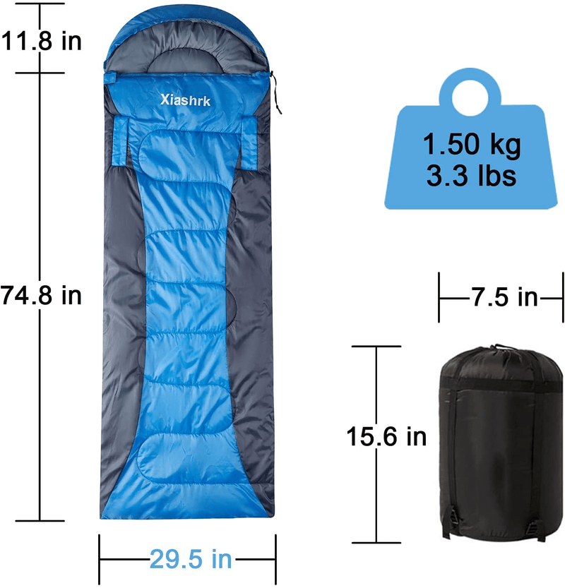 Camping Sleeping Bags, Sleeping Bags for Adults Kids Families with Zippered, Indoor & Outdoor 4 Seasons Lightweight Portable Waterproof Compact Sleeping Bag for Camping Backpacking Hiking Travelling