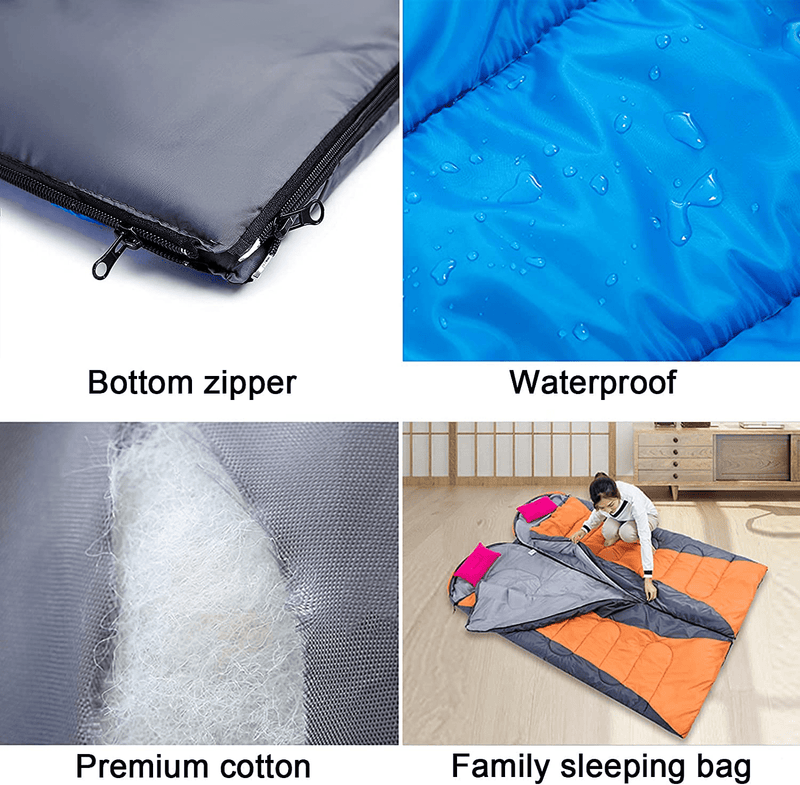 Camping Sleeping Bags, Sleeping Bags for Adults Kids Families with Zippered, Indoor & Outdoor 4 Seasons Lightweight Portable Waterproof Compact Sleeping Bag for Camping Backpacking Hiking Travelling Sporting Goods > Outdoor Recreation > Camping & Hiking > Sleeping Bags Xiashrk   