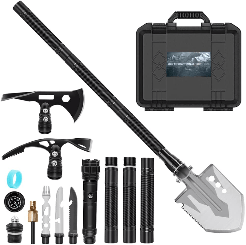 Camping Survival Shovel Axe, Multifunctional Folding High-Carbon Steel Tool Set, Extended Handle and Thick Rust-Proof Headband Toolbox for Camping, Hiking, Backpacks, Emergency Survival Tools Sporting Goods > Outdoor Recreation > Camping & Hiking > Camping Tools Zrnmrle   