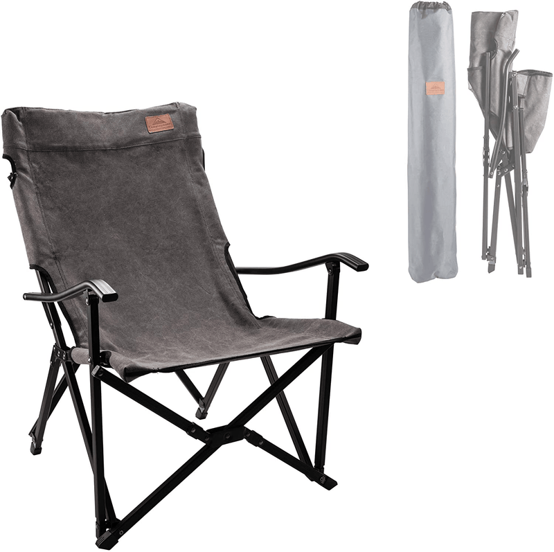 CAMPINGMOON Foldable Cotton Canvas Campfire Bonfire Open Fire Pits Camping Chair Low Style Chair Gray F-1003C-H Sporting Goods > Outdoor Recreation > Camping & Hiking > Camp Furniture camping moon Grey  