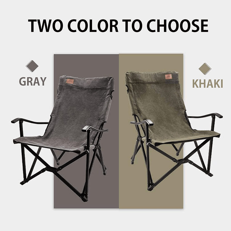 CAMPINGMOON Foldable Cotton Canvas Campfire Bonfire Open Fire Pits Camping Chair Low Style Chair Gray F-1003C-H Sporting Goods > Outdoor Recreation > Camping & Hiking > Camp Furniture camping moon   
