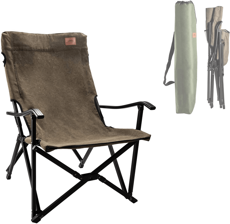 CAMPINGMOON Foldable Cotton Canvas Campfire Bonfire Open Fire Pits Camping Chair Low Style Chair Gray F-1003C-H Sporting Goods > Outdoor Recreation > Camping & Hiking > Camp Furniture camping moon Khaki  