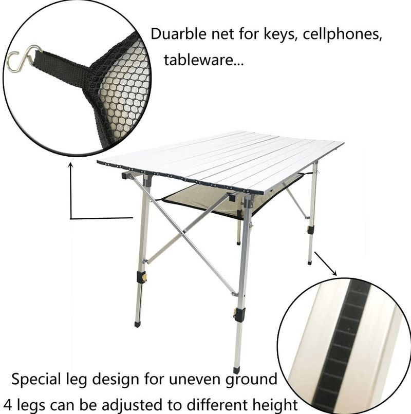 Campland Aluminum Table Height Adjustable Folding Table Camping Outdoor Lightweight for Camping, Beach, Backyards, BBQ, Party (Silver, Rectangle-Big) Sporting Goods > Outdoor Recreation > Camping & Hiking > Camp Furniture CampLand   