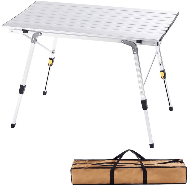 Campland Aluminum Table Height Adjustable Folding Table Camping Outdoor Lightweight for Camping, Beach, Backyards, BBQ, Party (Silver, Rectangle-Big) Sporting Goods > Outdoor Recreation > Camping & Hiking > Camp Furniture CampLand Silver Rectangle-Med 