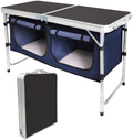 Campland Outdoor Folding Table Aluminum Lightweight Height Adjustable with Storage Organizer for BBQ, Party, Camping (Grey) Sporting Goods > Outdoor Recreation > Camping & Hiking > Tent Accessories CampLand Black  