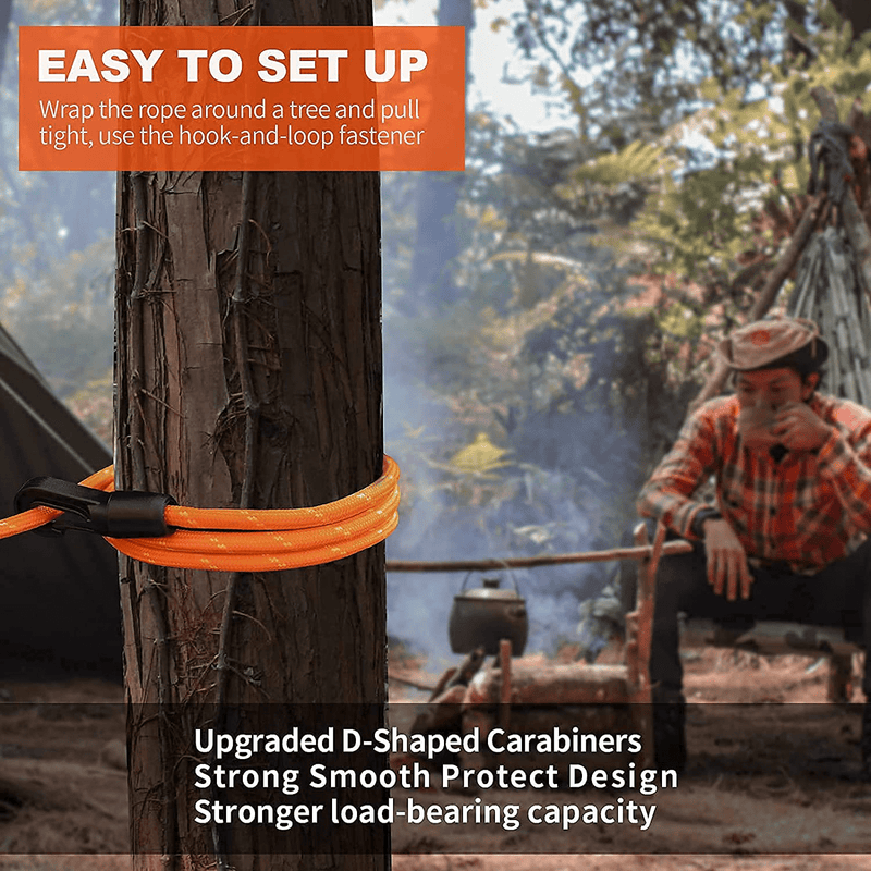 Campsite Storage Strap Camping Accessories, Camping Gear and Equipment Lanyard 16Ft Adjustable for Hanging Outdoor Hammock Tent Clothesline, with LED Strip Lights&Rv Accessories