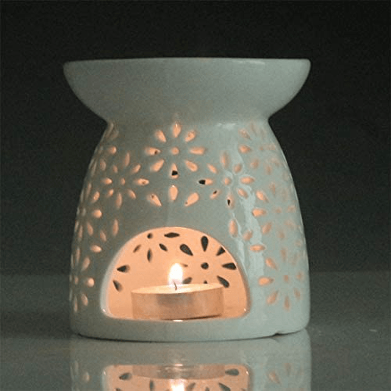 Candle Holder Candle Lamp with Candle Spoon, Aromatherapy Wax Melt Burners Oil Diffuser Tealight Candle Holders Ornament for Yoga Spa Home Bedroom Decor Gift (White) Home & Garden > Decor > Home Fragrance Accessories > Candle Holders Songsheng   