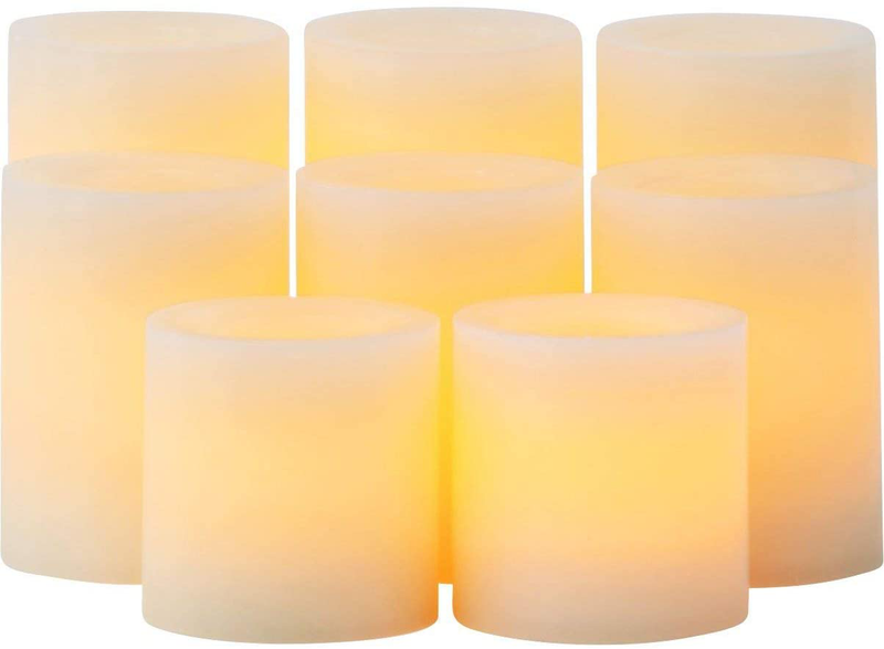 Candle Impressions Set of 8 Patented Faux Wick Cream Wax Battery Operated Flameless Pillar Candles with Auto Timer Option - Assorted Sizes Home & Garden > Decor > Home Fragrances > Candles Candle Impressions Default Title  
